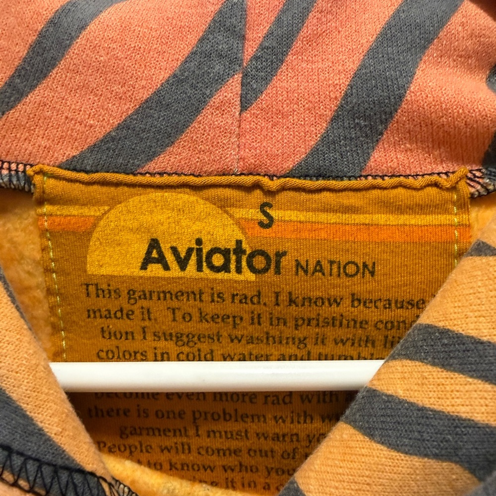Aviator Nation Orange and Charcoal Striped Hoodie - Picture 3 of 3